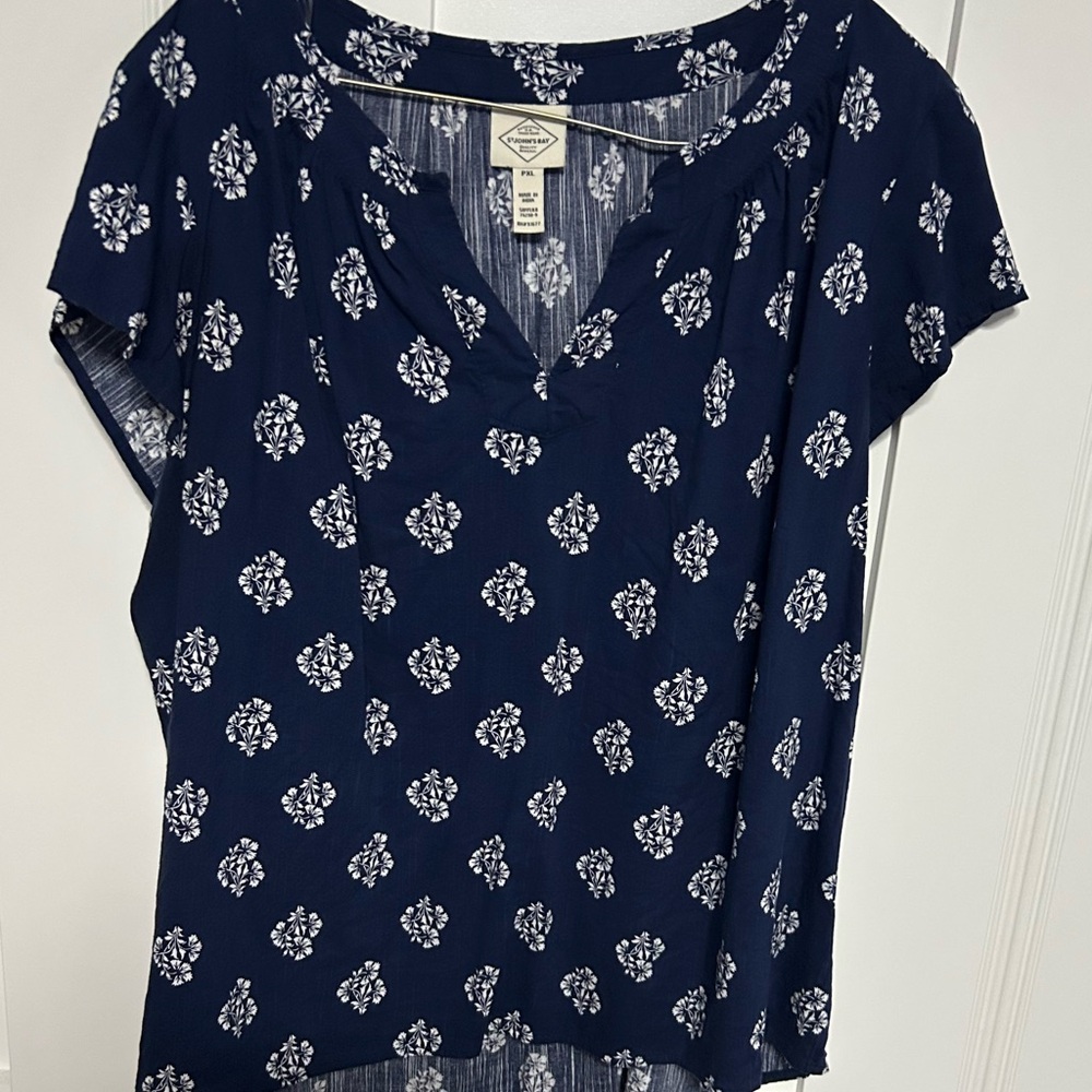 St. John's Bay Navy Floral Blouse